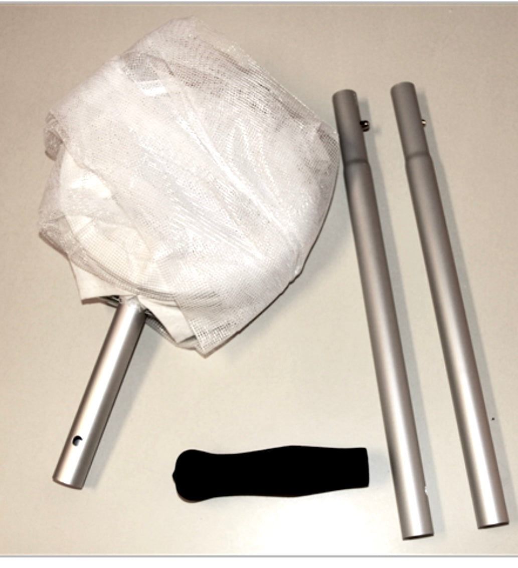 White butterfly Collapsible insect net kit with white grid mesh 1/16" square holes. Professional grade