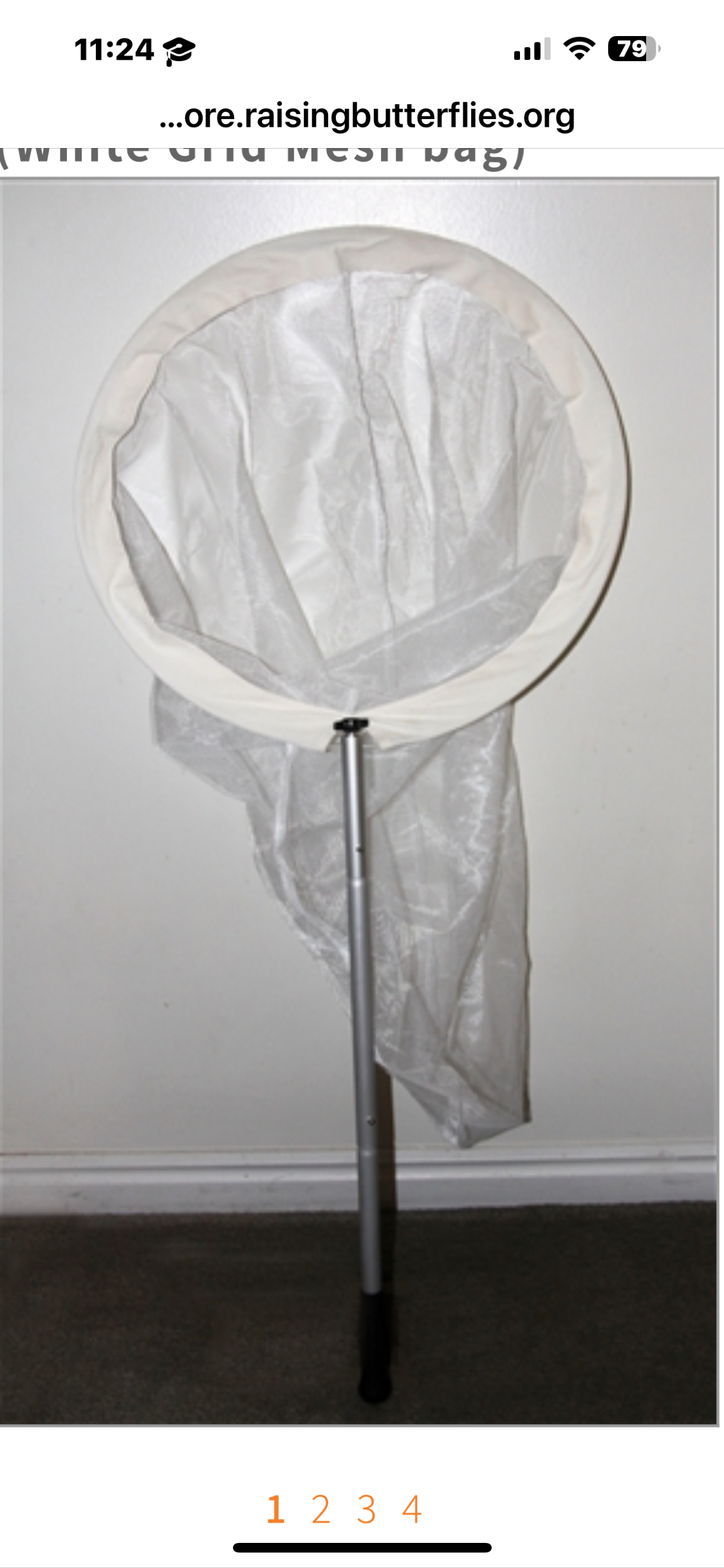 White butterfly Collapsible insect net kit with white grid mesh 1/16" square holes. Professional grade