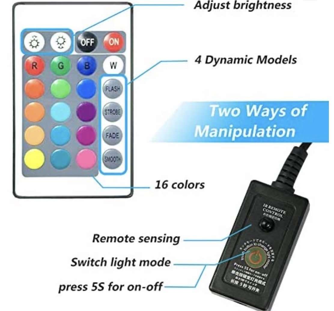 7.5” LED Light Remote Control Colors Water Proof - USMANTIS