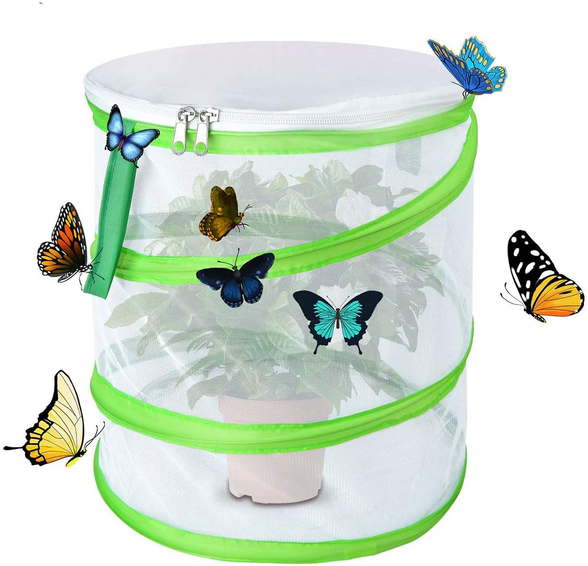 TSLBW Butterfly Habitat 14 * 15cm Collapsible Bug Catcher Net Insect and  Butterfly Habitat Cage Pop Up Design Collapsible Insect Mesh Cage Insect  Cage Round Pop Up Mesh Net for Science Education 