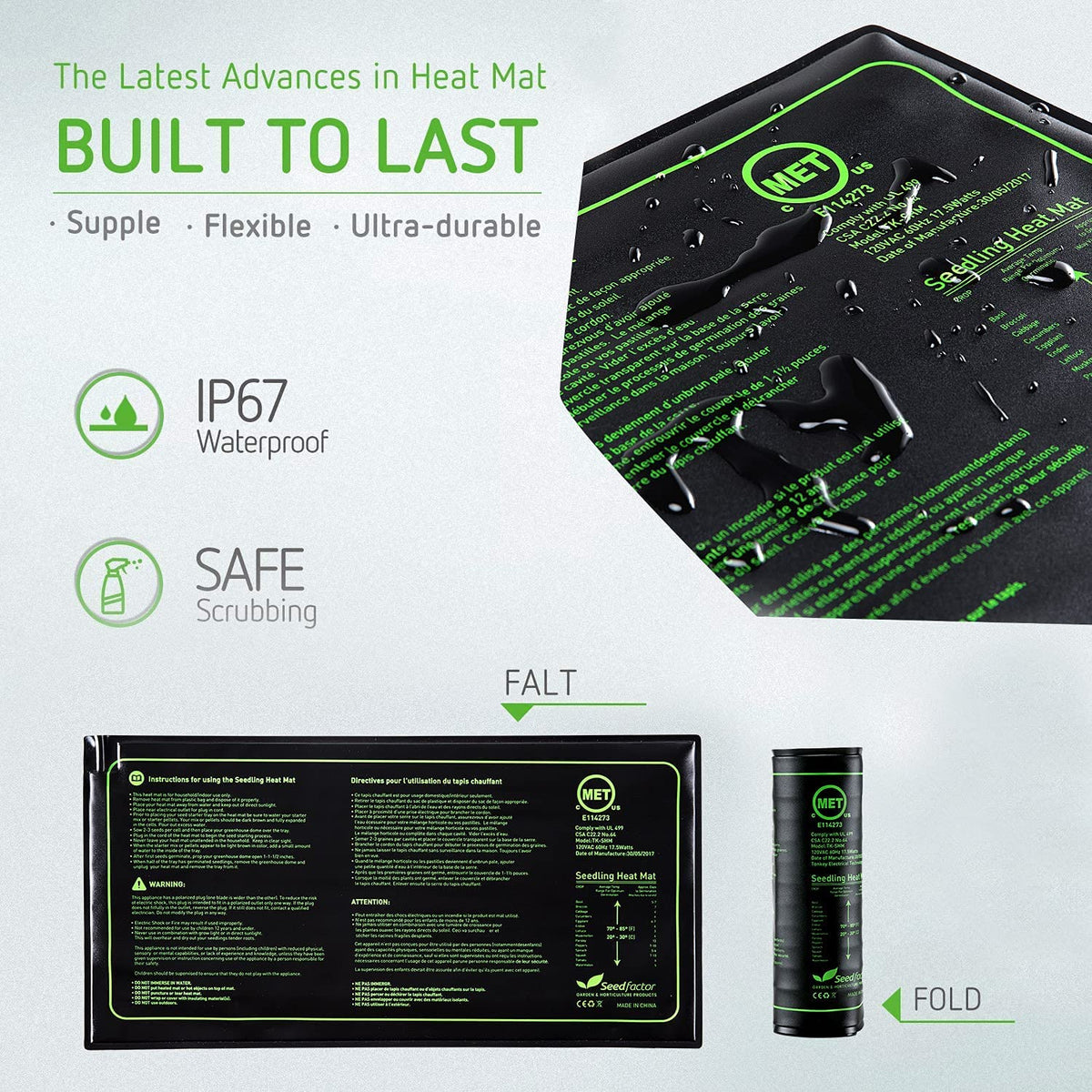 MET Certified Heat Mat, Temperature Adjustable Waterproof Durable Heat Mat, - USMANTIS
