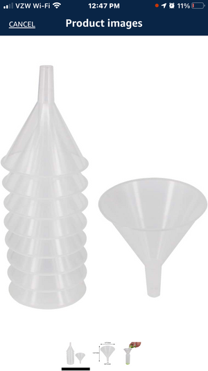 Plastic funnel clear for feeding